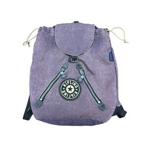 Vtg Kippling Fundamental Nylon Backpack, Drawstring, Adjustable Straps, 16x16x6
